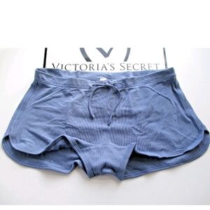 VICTORIA'S SECRET PINK Cotton Boyshort Panty VS Blue Dusty Iris S M L Logo Back